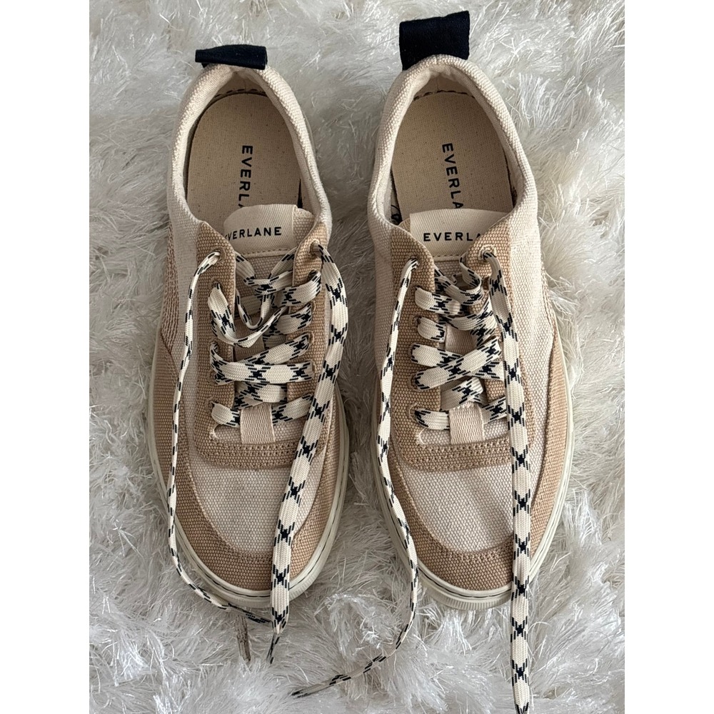 Everlane Women's The Tread Bare‎ Natural Canvas Lace Up Sneakers Size 7 Preppy